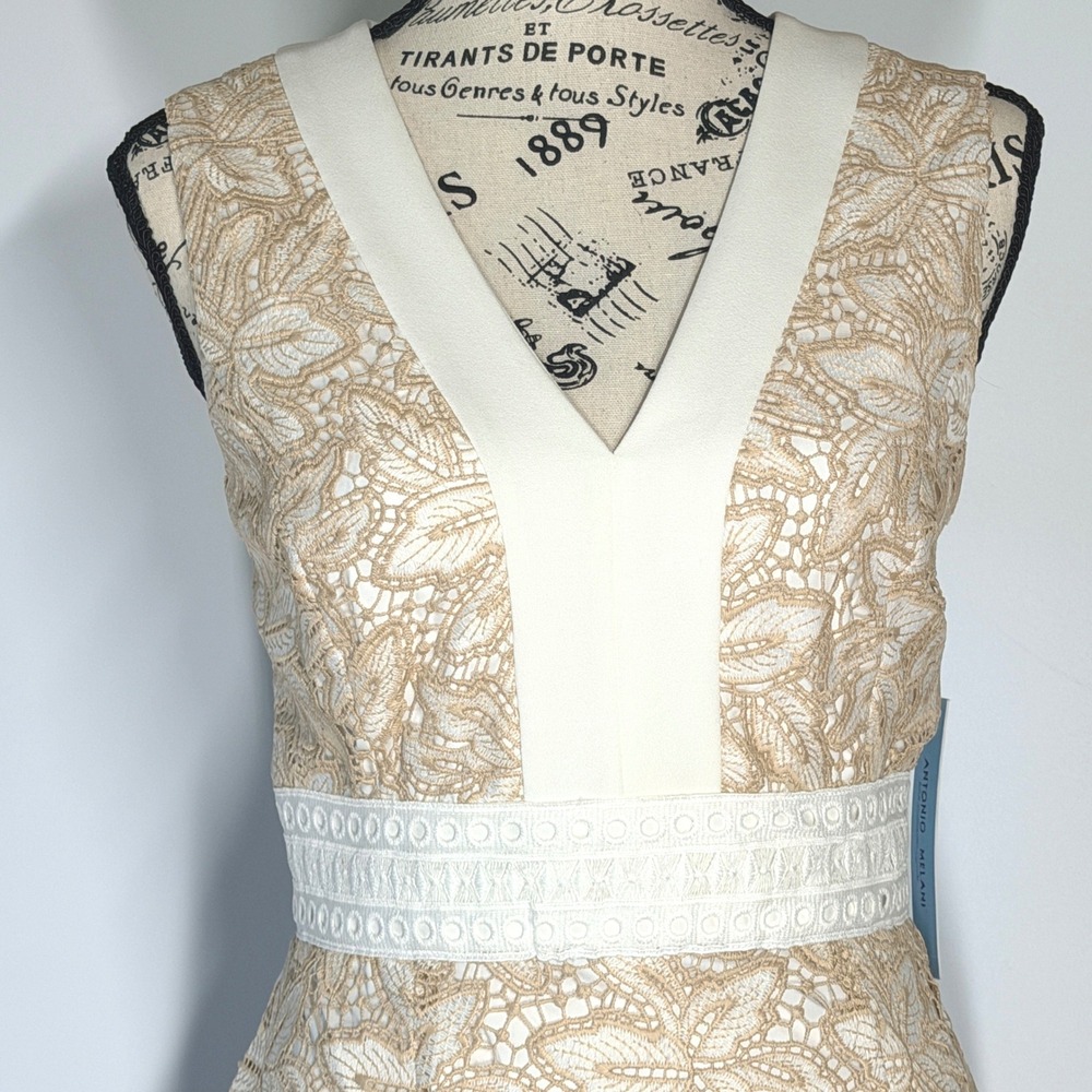 Antonio Melani Egot Lace Midi Dress Ivory Biscotti Bridal Coquette Size 6 NWT - Picture 3 of 15